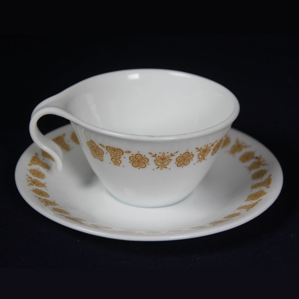 Three Vintage Corningware Corelle Butterfly Gold Cup and Saucer Sets